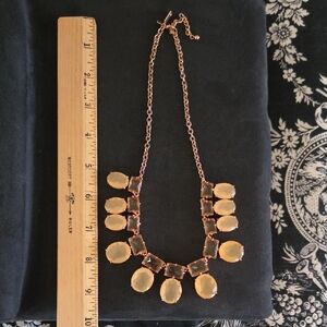 Kate Spade Rose Gold-Tone Statement Necklace with Pale Peachy/Pink Gems